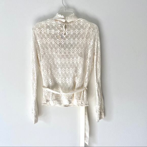 Maje Limba Cream Lace Long Sleeve Ruffle Shirt - Picture 8 of 12